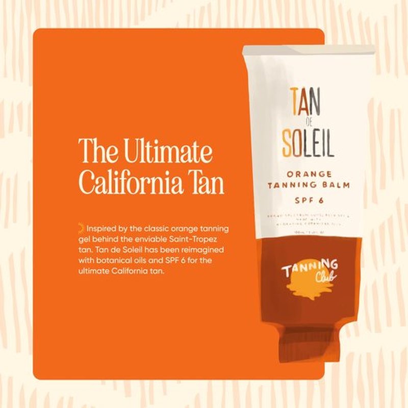 Tanning Club - Tan De Soleil Orange Sun Tanning Lotion - Tanning Gel with SPF 6 Sunscreen for Sun Exposure - Gentle Botanical Tanning Sunscreen for Sun-Kissed Glow - 100 ml