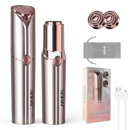 Facial Hair Removal for Women, Hair Removal Device(2023), SEIHAI Rechargeable Hair Remover for Women, Facial Hair Remover for Face, Upper Lip, Chin, Included 2 x Replacement Heads