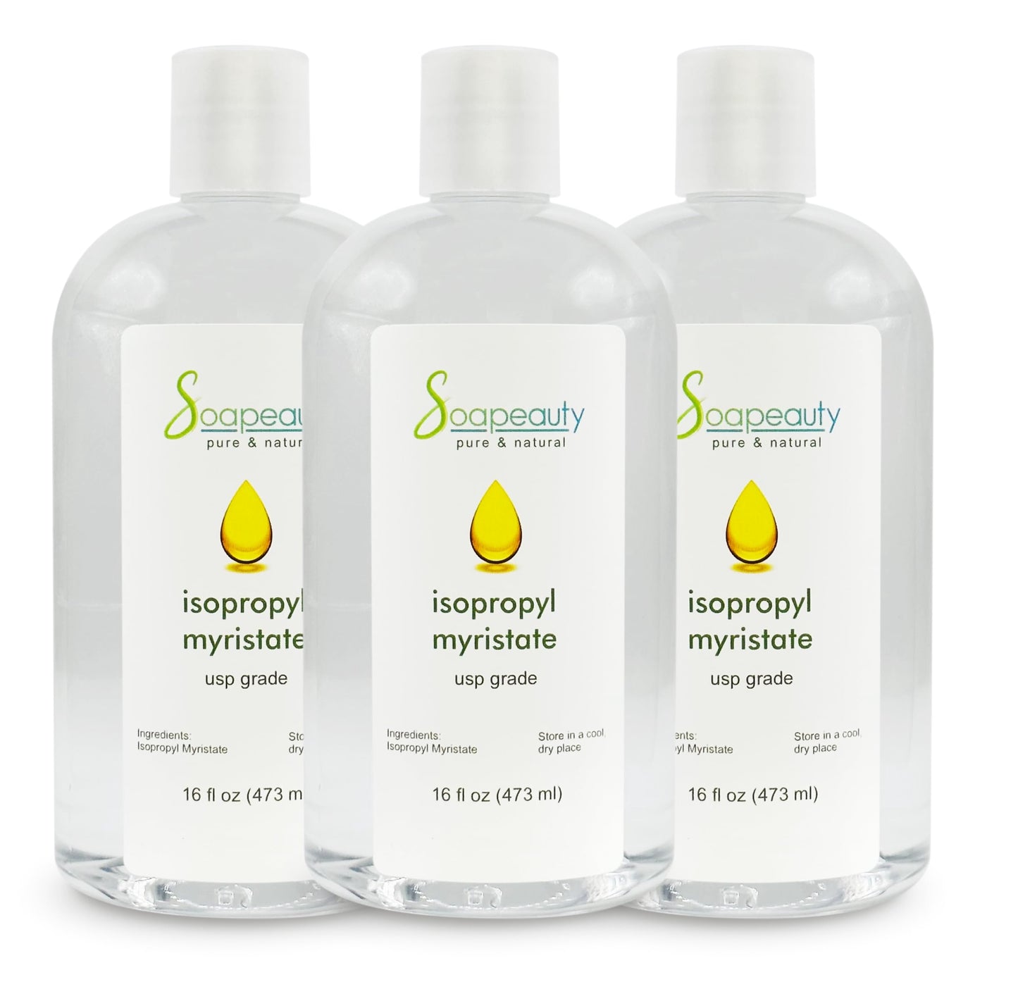ISOPROPYL Myristate Cosmetic Grade for Soap Making, Fragrances, Shampoo, Creams & Lotion, Makeup & Adhesive Remover, Antiperspirants & Deodorants | 48 fl oz (3 x 16 fl oz)