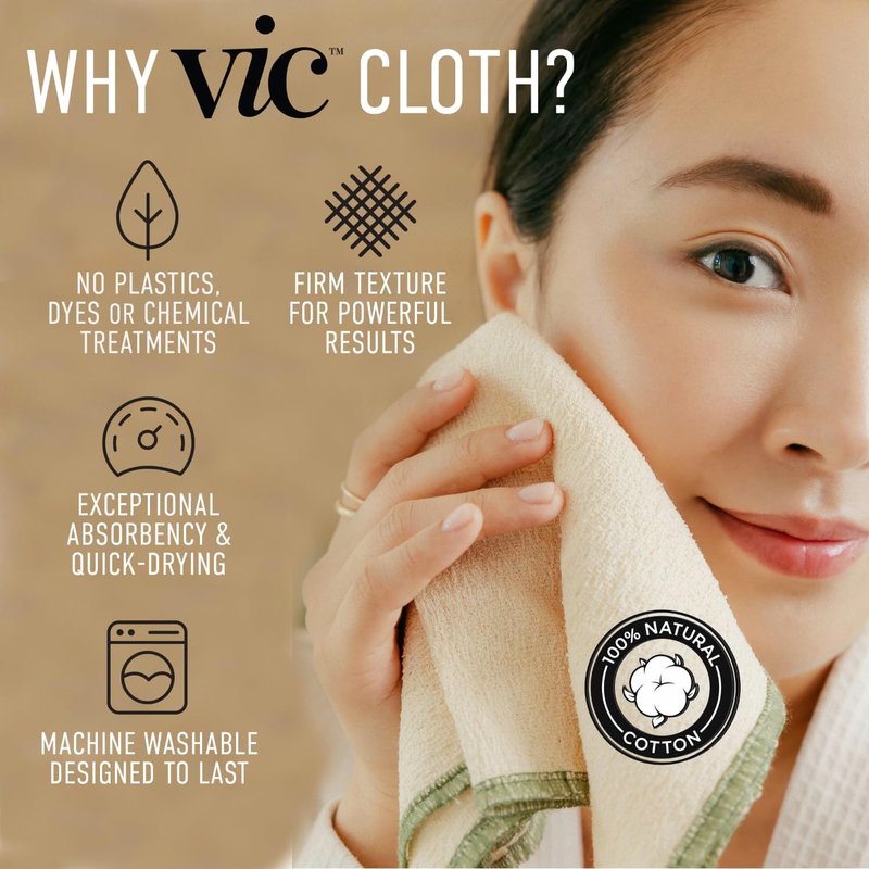 Deep Exfoliating Face & Body Washcloth - Premium Natural Cotton | Skin-Renewing Texture | 14” x 17” Size