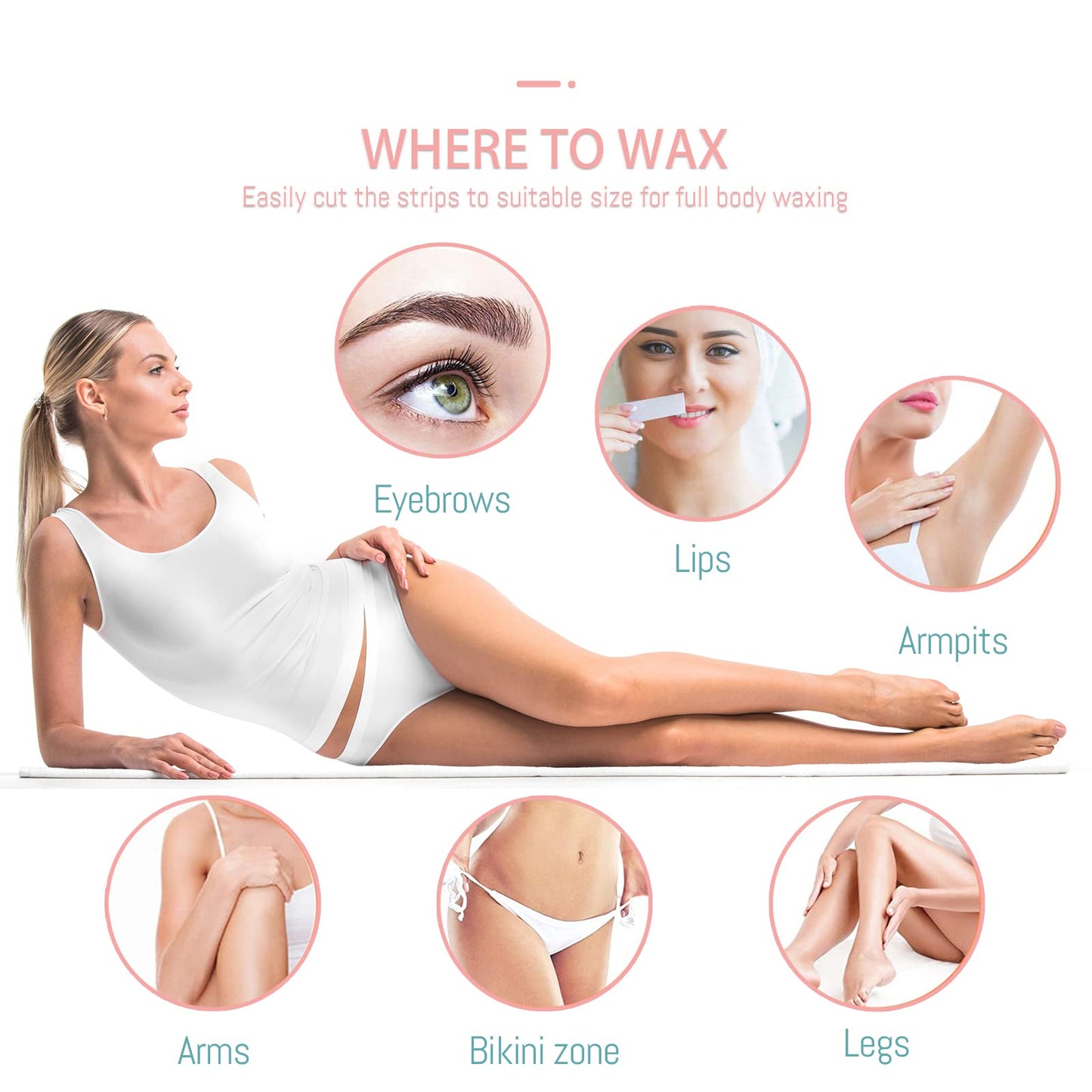 CharMyth Wax Strips Facial and Body Hair Removal Waxing Strips, Non-Woven Wax Strips for Women and Men Body Wax Strips, Wax Strips for Bikini Leg Eyebrow Face Hair Removal (250 PCS)
