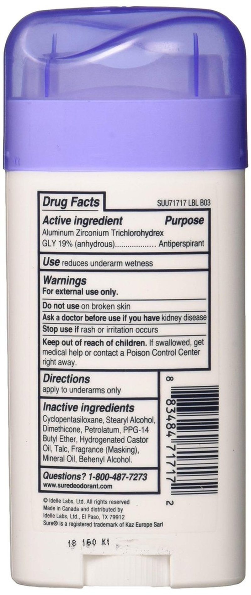 Sure Sure Anti-Perspirant Deodorant Invisible Solid Unscented, Unscented 2.6 oz (Pack of 2)