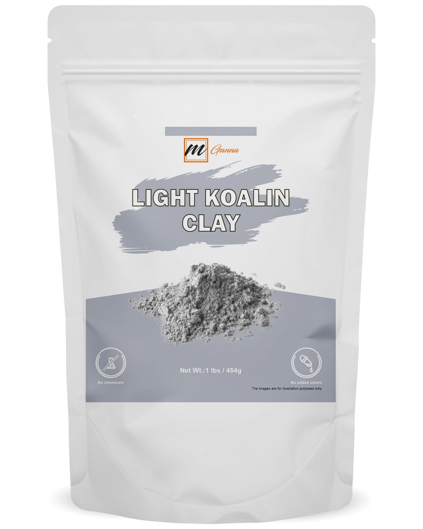 mGanna 100% Natural Light Kaolin Clay Powder (1 Pound) for Facial Masks, Creams, Face Masks, and Soap Making 1 LBS / 454 GMS