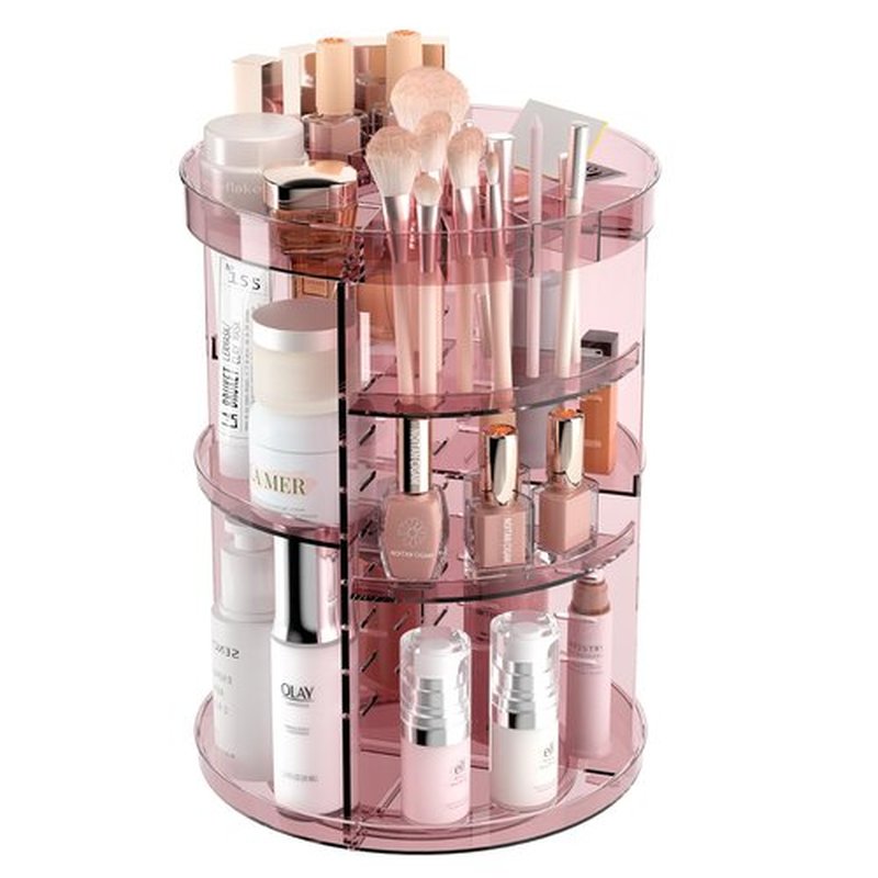 Jiavarry 360 Rotating Makeup Organizer with Slots, 8 Adjustable Layers Spinning Skincare Organizer, Large Capacity Makeup Organizer and Storage, Carousel Cosmetic Shelf for Vanity Bathroom Countertop