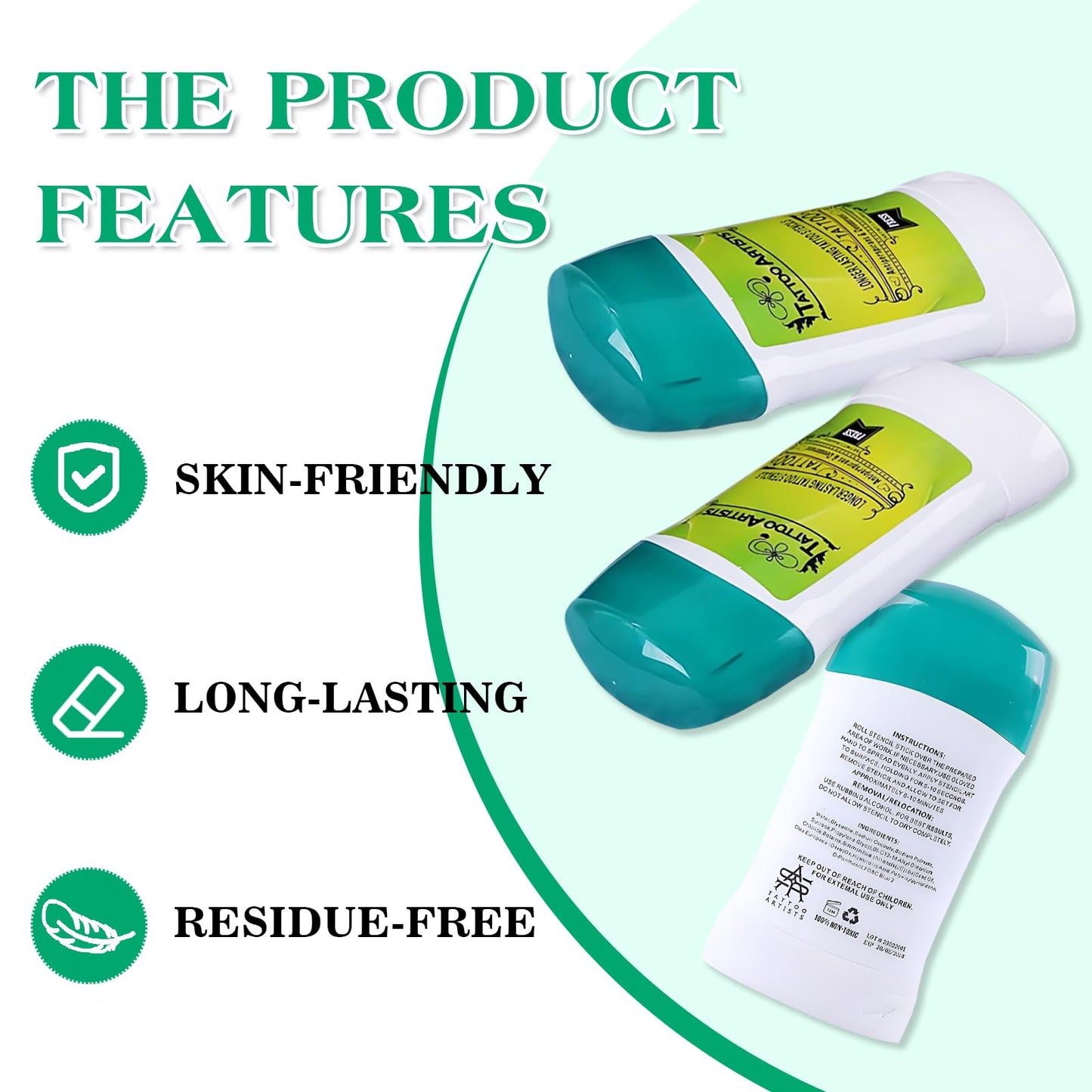 Ruicoo Tattoo Transfer Gel 3Pcs Tattoo Professional Stencil Gel Stick Transfer Cream, Skin Safe Long-Lasting No Residue Tattoo Supplies Body Art Makeup for Artists and Beginners