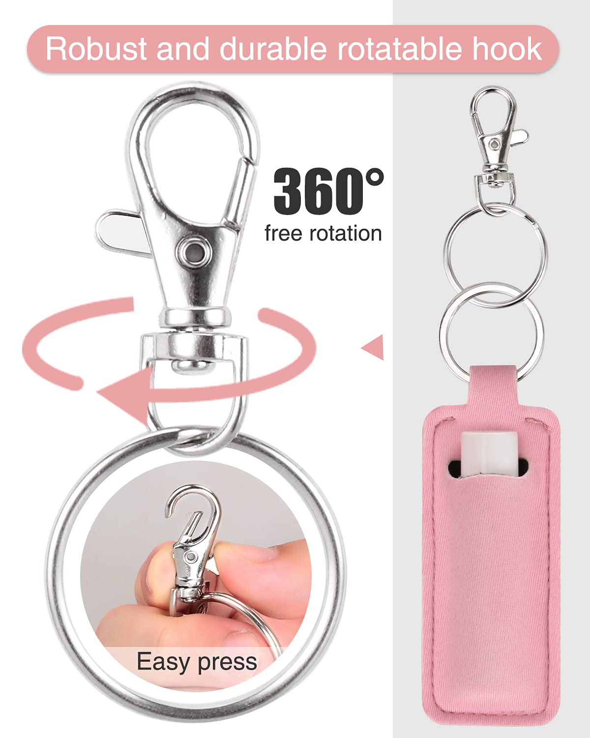 Meiiy Chapstick Holder Keychain Lip Balm Keychain Lipstick Sleeve Pouch Portable Pocket Lip Gloss Tube Holder Stocking Stuffers Gift for Women (10pcs-new)