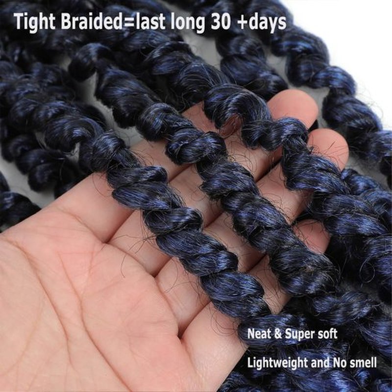Bestlove Blue Pretwisted Passion Twist Crochet Hair 14 Inch 8 Packs Pre-looped Ombre Blue Crochet Hair Water Wave Passion Twist Braiding Hair Extensions for Black Women