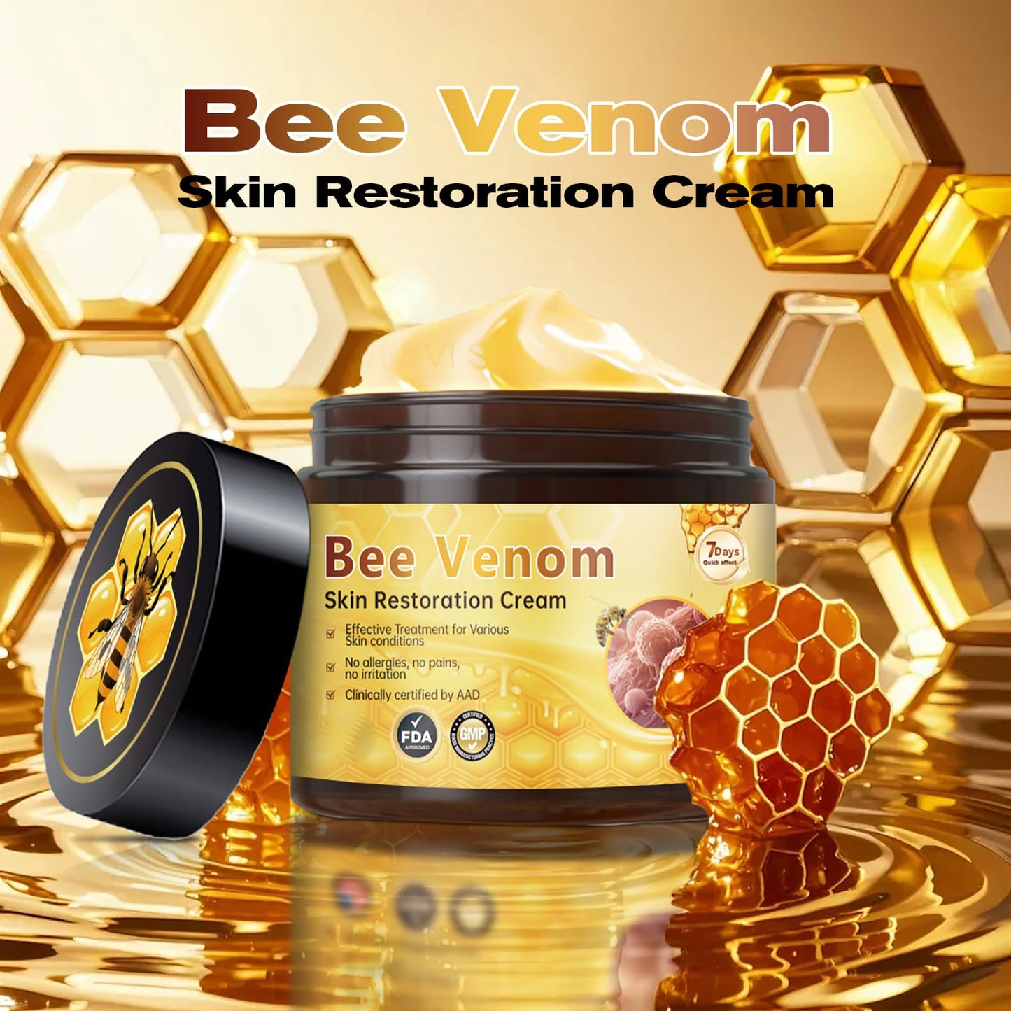 Tpyag Bee Venom Cream, Bee Venom Skin Treatment Cream, Skin Restoration Deeply Cleanses And Moisturizes Diminish Fine Lines Around Eyes, 60g