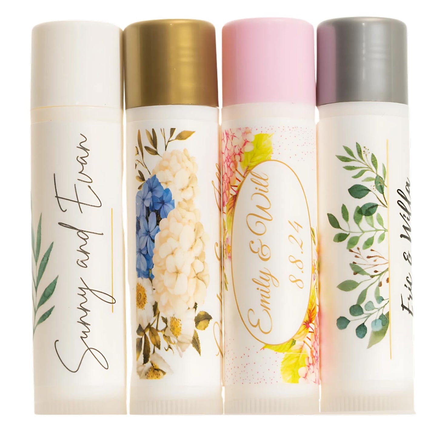 Wedding Lip Balm Favors 50 Pack | Custom Personalized Names & Date | Bulk Wedding Party Favors