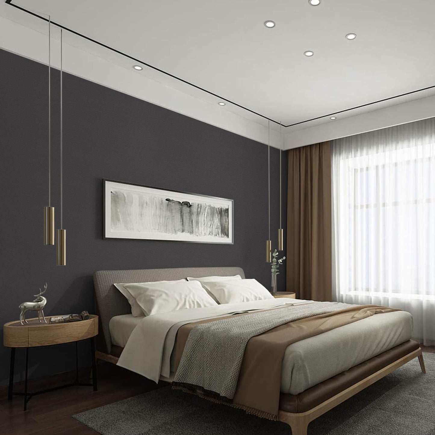 Grey Peel and Stick Wallpaper Self-Adhesive Contact Paper Not Ease to Torn