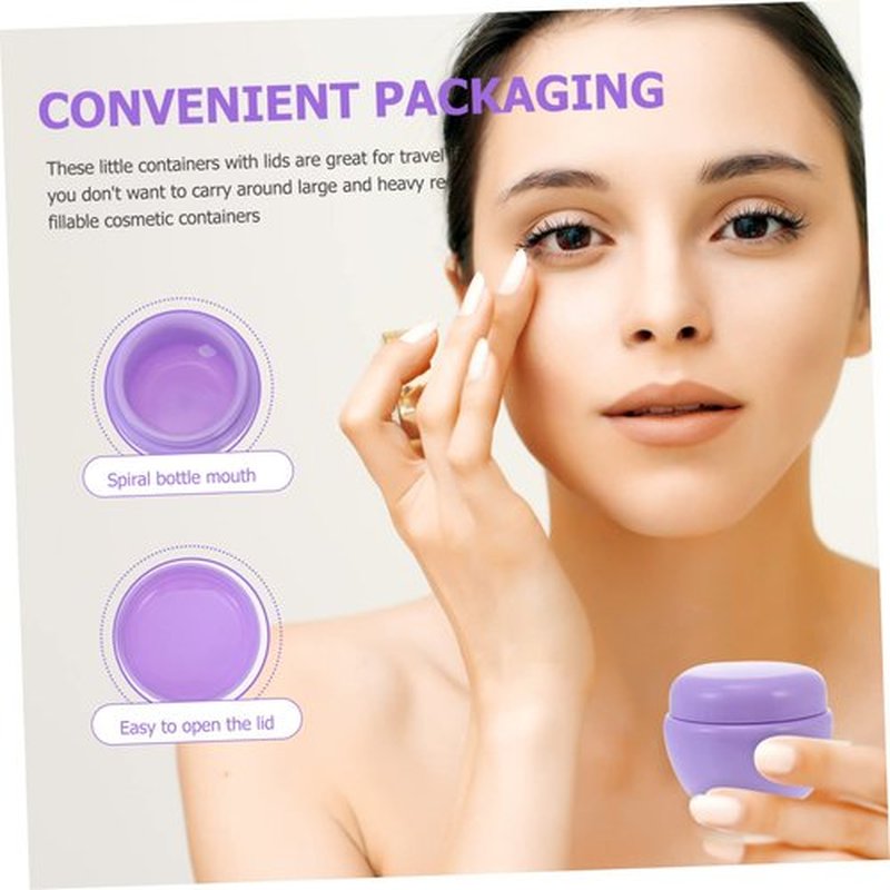 HONMEET 12pcs Plastic Cream & Milk Box Cosmetic Travel Cream Containers Beads Jar Clear Container Cream Bottle Empty Clear Jars Container with Lid Refillable Makeup Containers Purple
