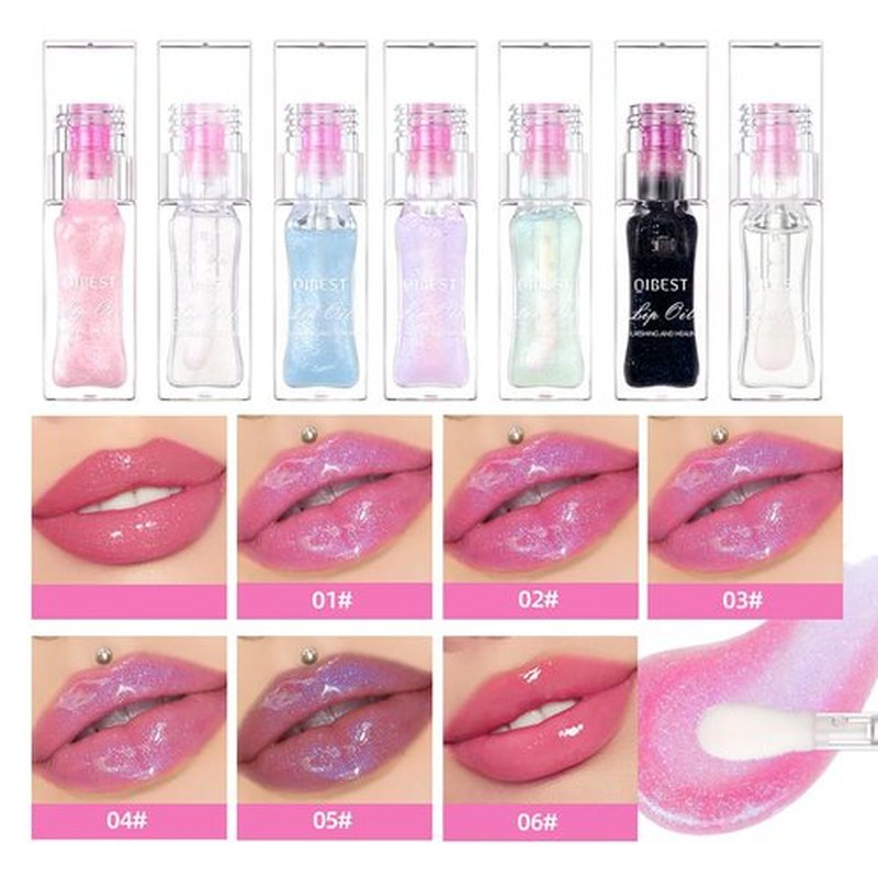 Hvecom Magic Color Changing Lip Oil Ph, Glitter Moisturizing Lip Glow Oil, Upgraded Big Brush Head Warm Change Lip Gloss, Long Lasting Nourishing Plumping Glimmer Glow Lipstick Lip Tint (06#)