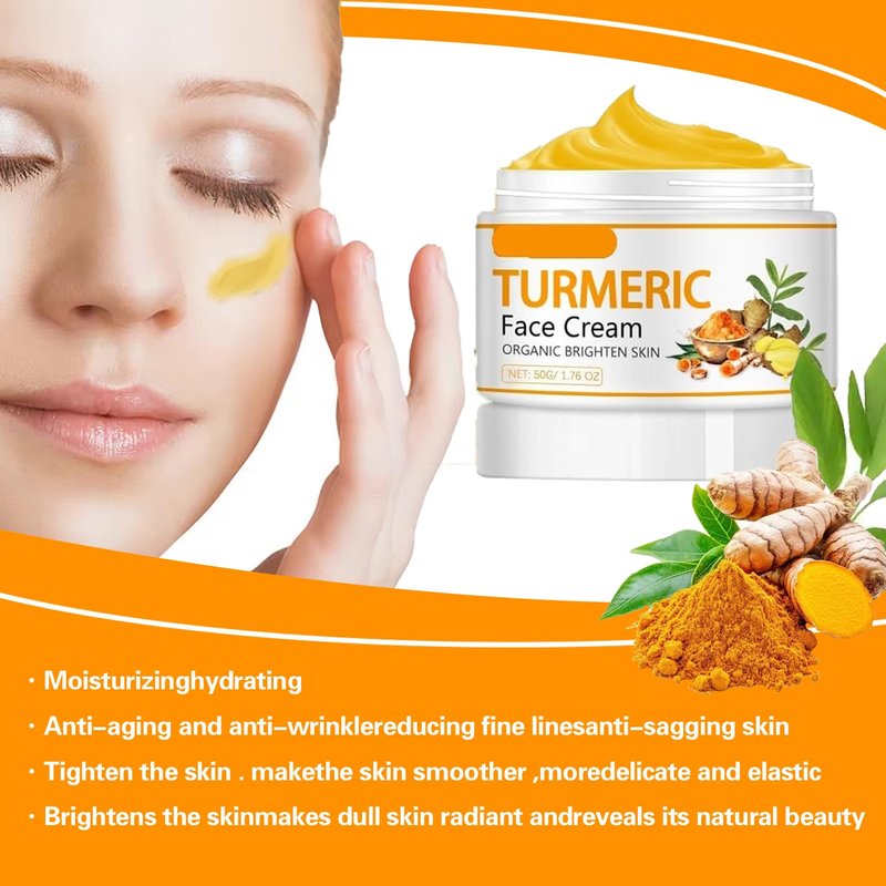 Turmeric Face Cream - Natural Moisturizer for Dark Spots & Even Skin Tone | Smooth Fine Lines Daily Use