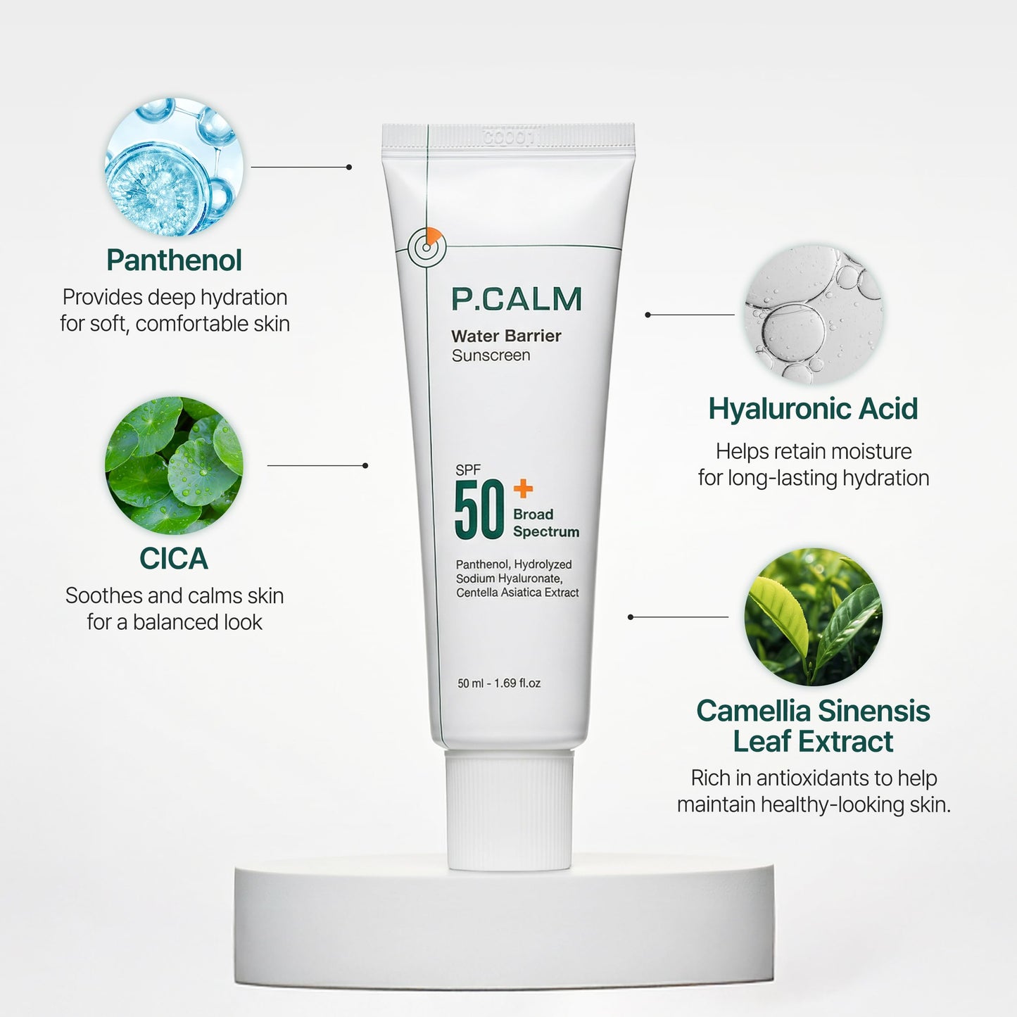 P.CALM Water Barrier Sunscreen SPF50+ PA++++, 50ml / 1.69 oz