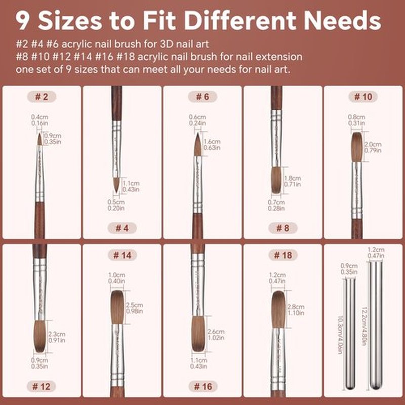 KADS Acrylic Nail Brush with Penholder Nail Brush for Acrylic Application-Oval Shaped Powder Nail Design Tools for Professional Manicure DIY Home Salon (6#)