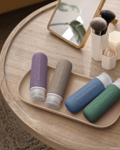 Yinke Travel Silicone Bottles for Toiletries, TSA Approved 3oz Travel Size Containers and BPA Free Leak Proof Silicone Squeezable, Refillable Travel Accessories for Shampoo Conditioner Lotion(4 Pack)