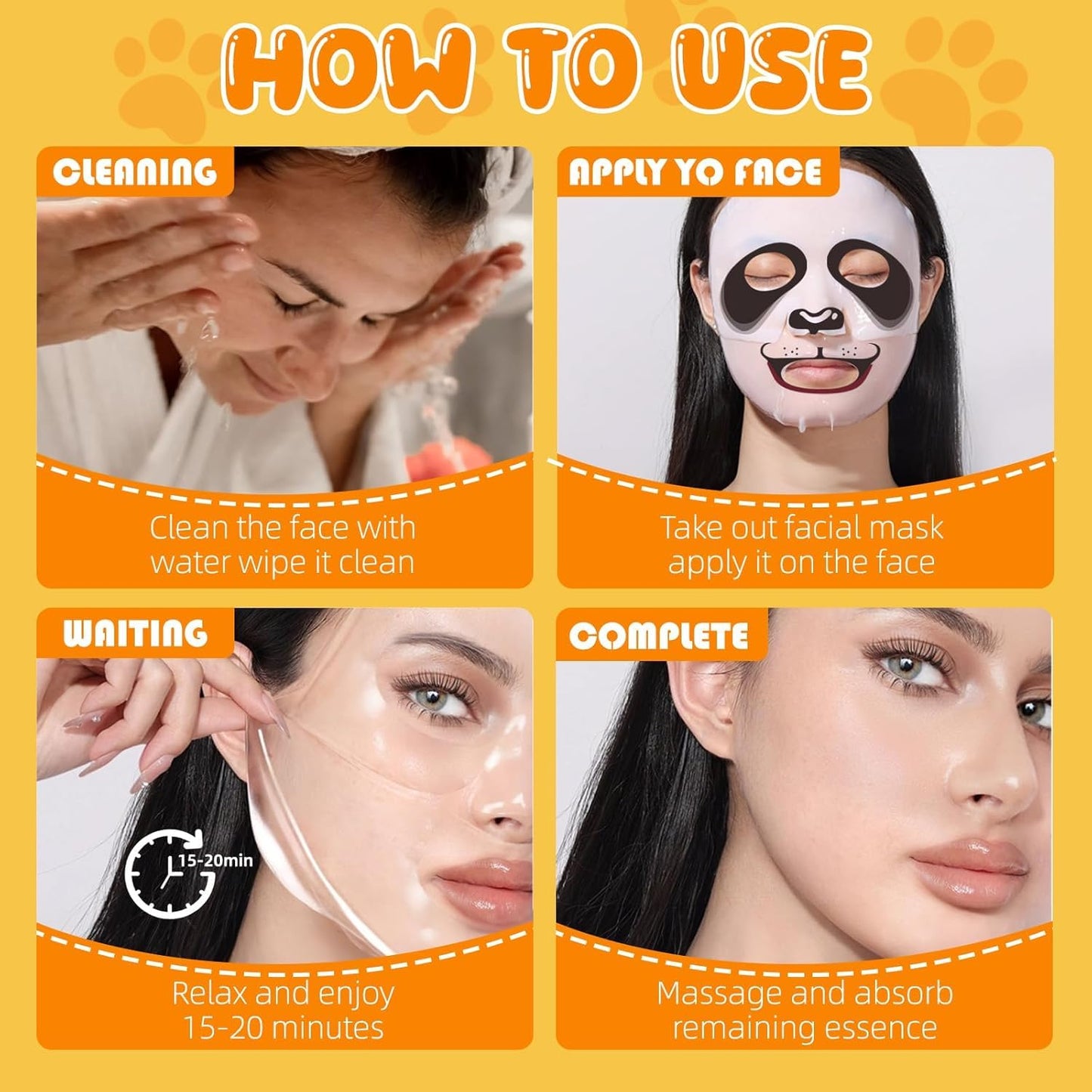 Beenefits 9 Packs Animal Character Facial Masks, Deep Hyrating Spa Masks for All Skin Types, Gift for Kids' Birthady Party, Enjoy Skincare Life, Girl's Night