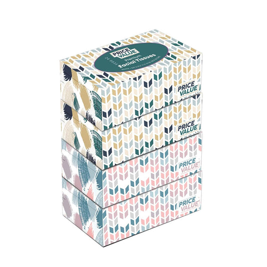 Price Value Facial Tissues, 2-Ply Soft Facial Tissue - 4 Boxes, 230 Sheets Per Box (920 Total Sheets), Gentle & Durable Tissue Boxes Bulk for Home, Office & Travel