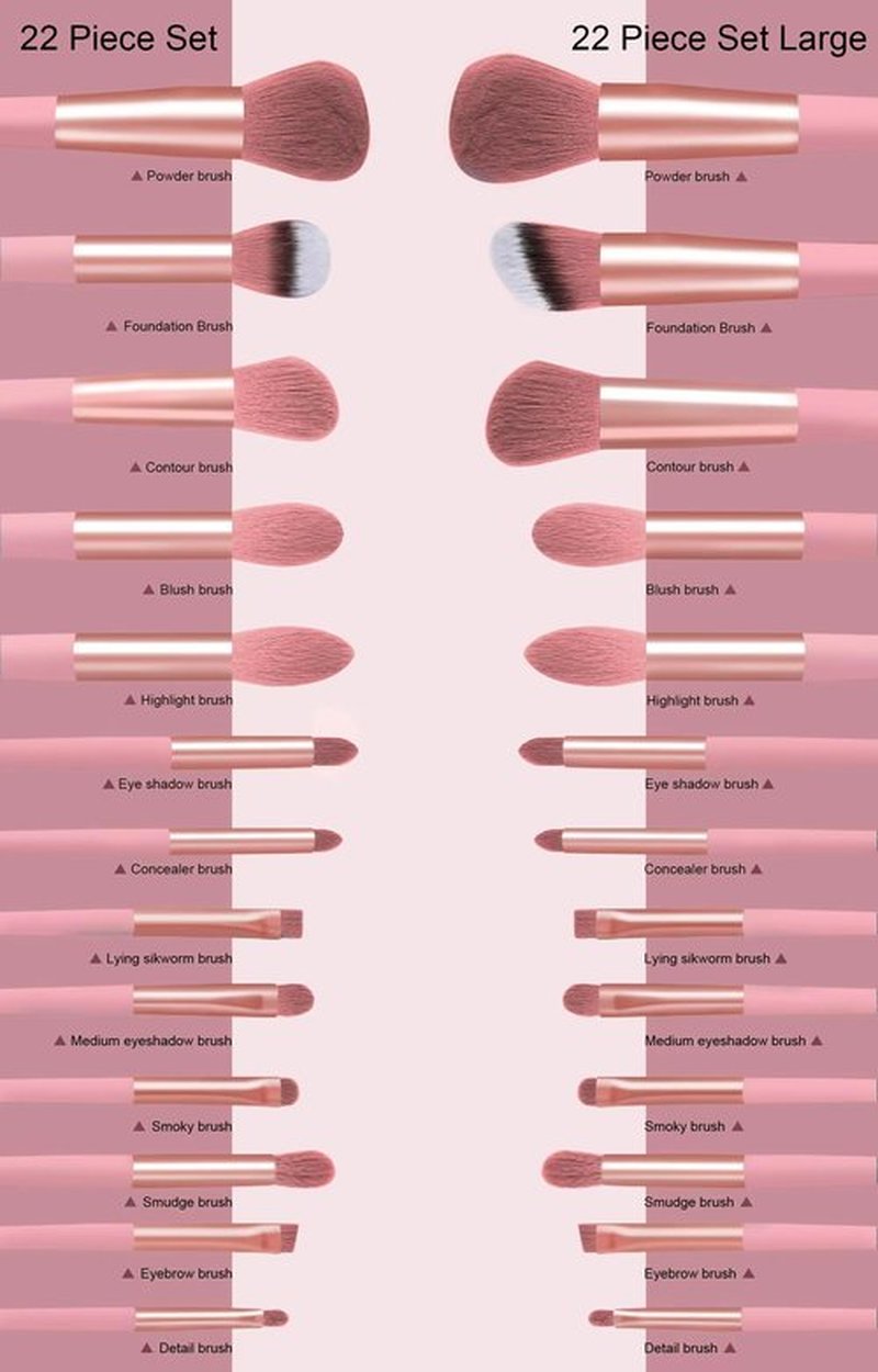 Koccido Makeup Brushes 22 Pcs Makeup Kit,Foundation Brush Eyeshadow Brush Make up Brushes Set (Pink, 22 Piece Set)