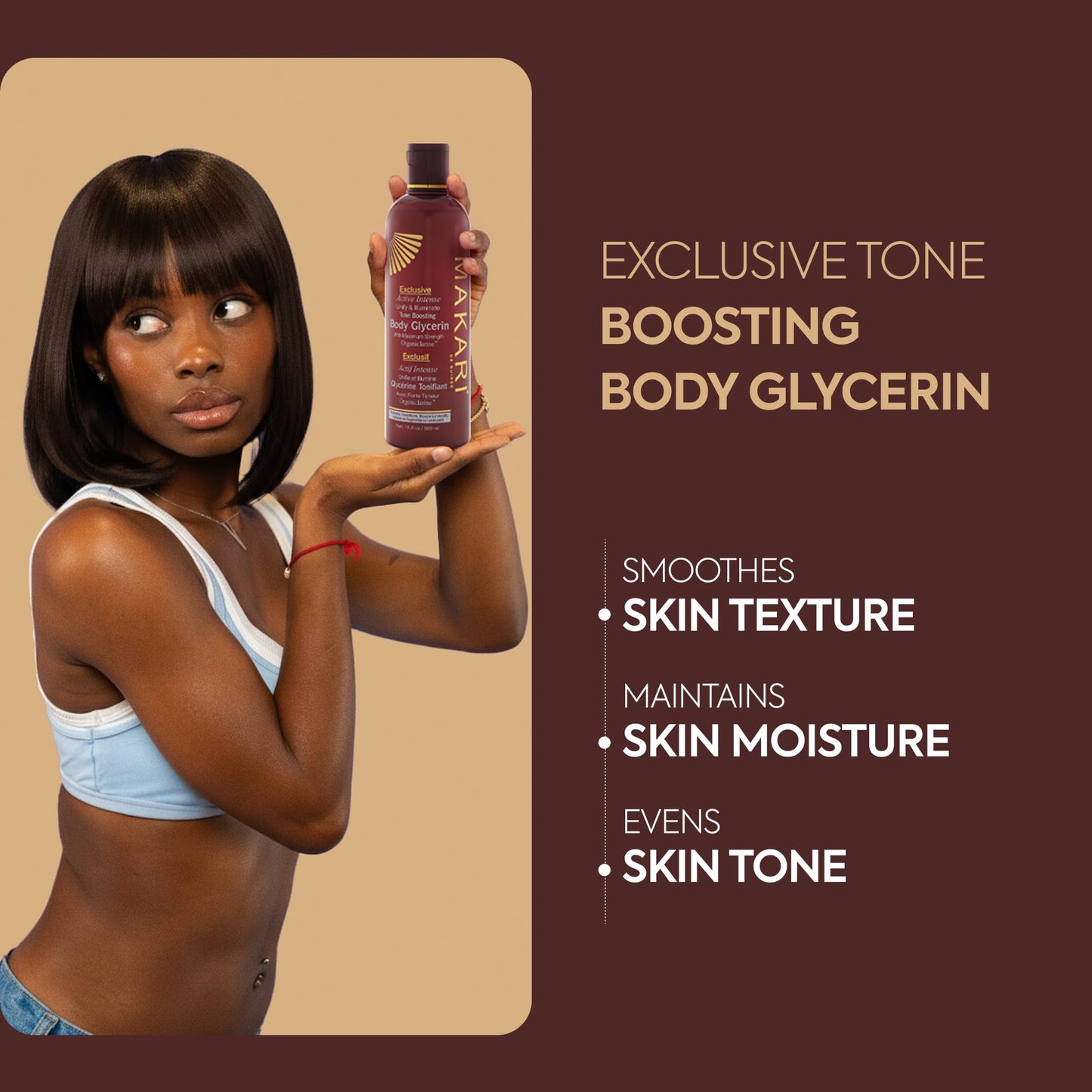 Makari Exclusive Active Intense Tone Boosting Body Glycerin (16.8 oz) | Skin-Brightening Body Glycerin | Moisturizes and Softens | Supports the Look of Even Skin Tone | for Most Skin Types