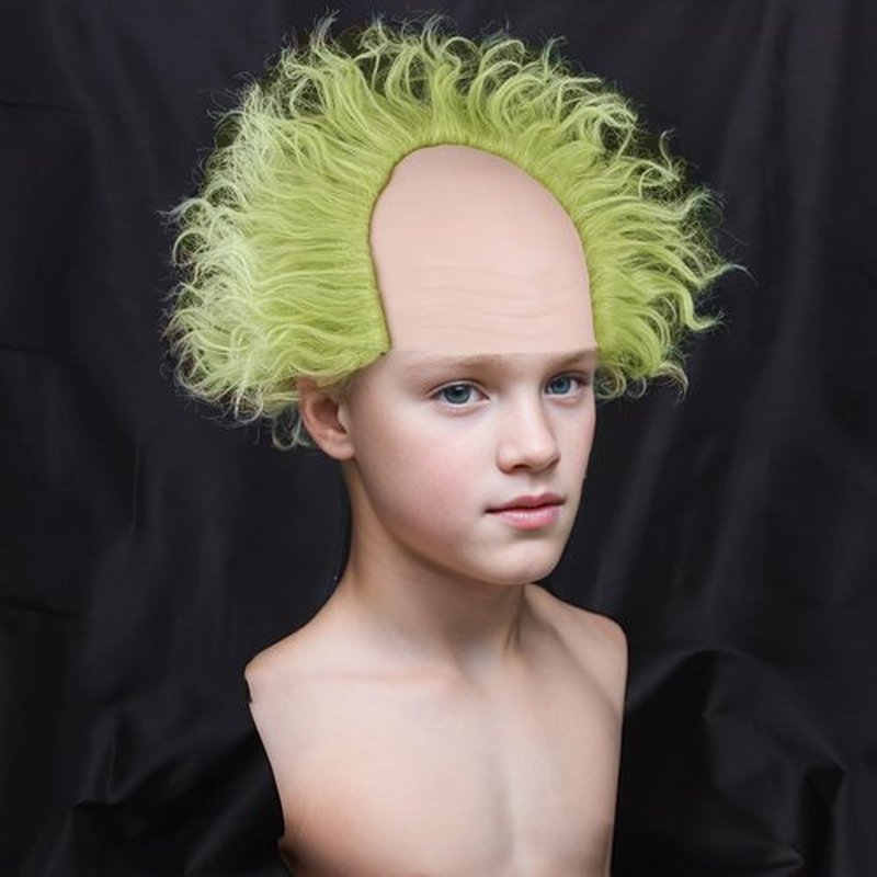 BERON Green Ombre Wigs Clown Bald Short Curly Wavy Hair Wig Boys Men Gothic Halloween Costume Cosplay Party Wigs