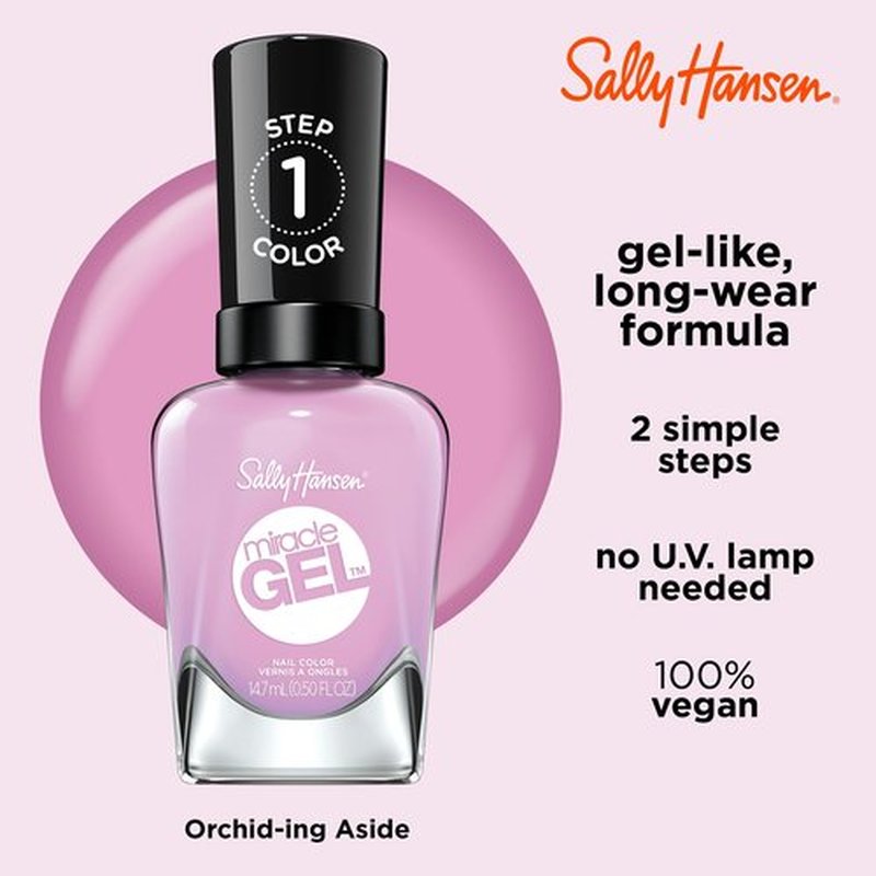 Sally Hansen Miracle Gel™, Orchid Ing Aside, Long Lasting, Gel-Like Formula, No UV Lamp Needed, Pink Nail Polish