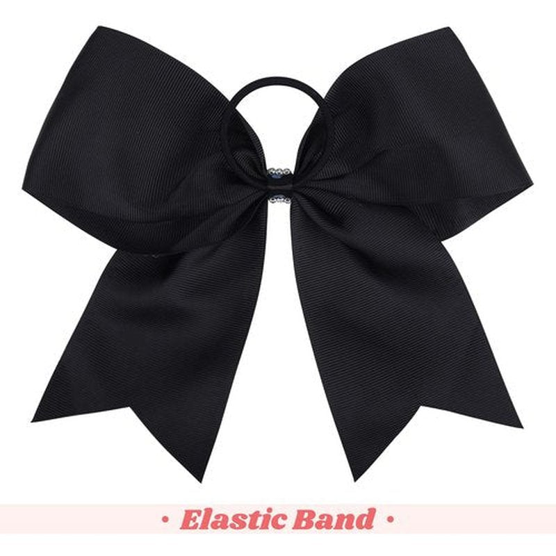 DEEKA 10 PCS 8" Rhinestones Large Cheer Hair Bows Glitter Cheer Ponytail Holder Handmade for Teen Girls Softball Cheerleader Sports -Black