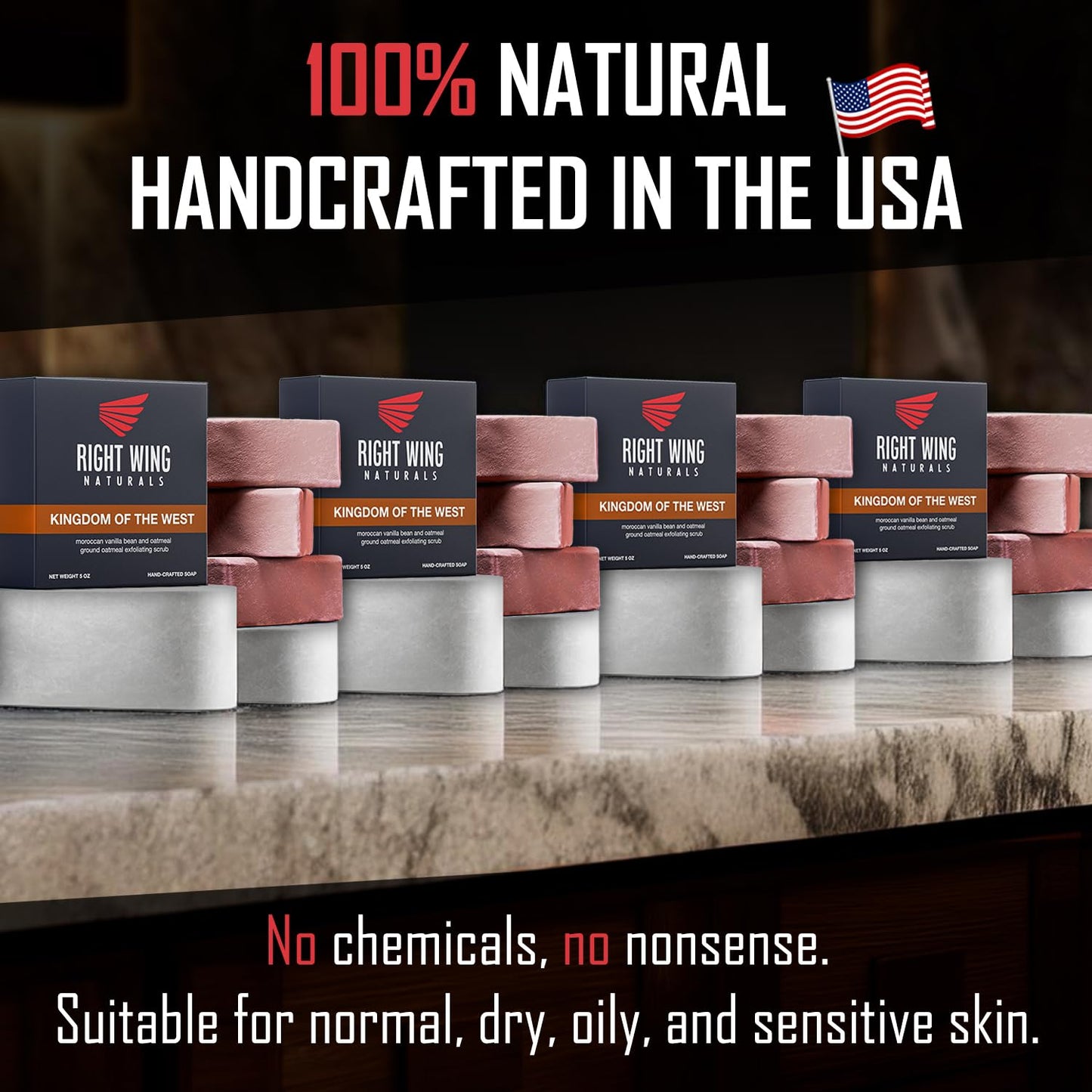 Right Wing Naturals Bar Soap Gift Set for Men | Handcrafted Cold-Pressed | Handmade Organic Soap for Men | Most Popular Flavors | Natural Scented Men’s Bar Soap| Pack of 4 Bars