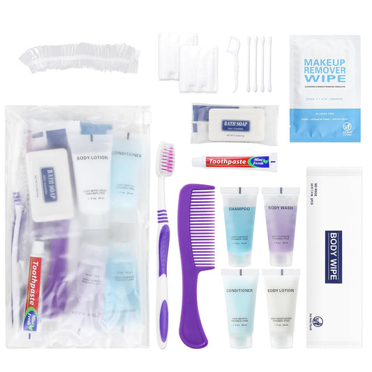 Basic Toiletry Kits - Pack of 30 Individually Packed Personal Hygiene Kits | Travel Size for Home, Camping, Hotels