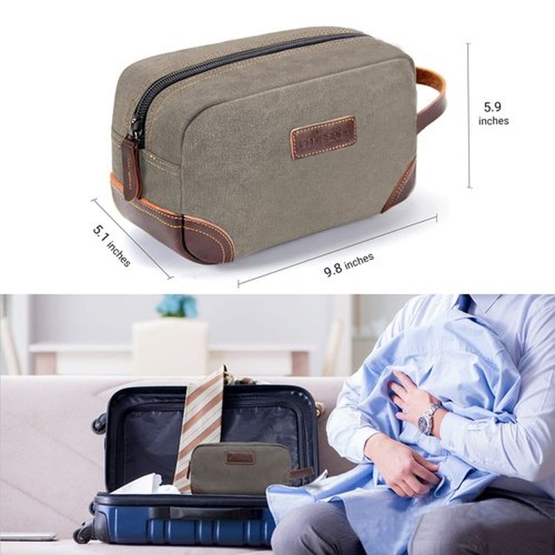 emissary Mens Travel Toiletry Bag, Dopp Kit for Men, Travel Bathroom Bag Shaving Kit Bag for Men, Travel Kit Small Bag for Travel (Light Gray)