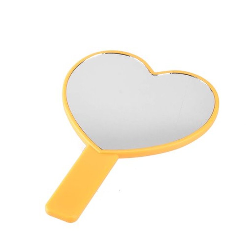 TBWHL Heart-Shaped Travel Handheld Mirror, Cosmetic Hand Mirror with Handle (Orange, 1Pack)