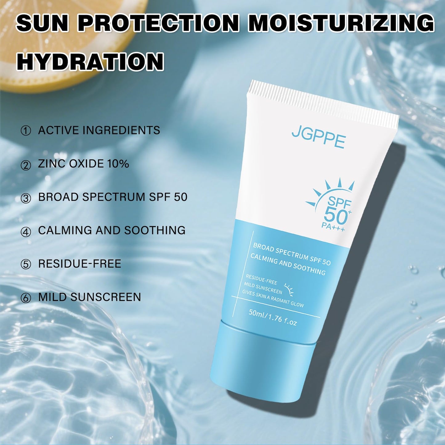 2PC Heartleaf Korean Face Sunscreen SPF 50+, Silky Moisture Sun Essence, Broad Spectrum UVA/UVB Protection, Lightweight & Non-Greasy, No White Cast, 50ml / 1.76 fl. oz.