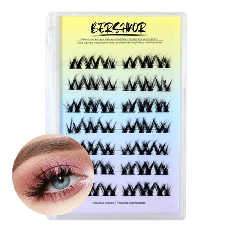 Bershnor Eyelashes Clusters Individual Dolly Lash Clusters Natural Wispy Fake Lashes