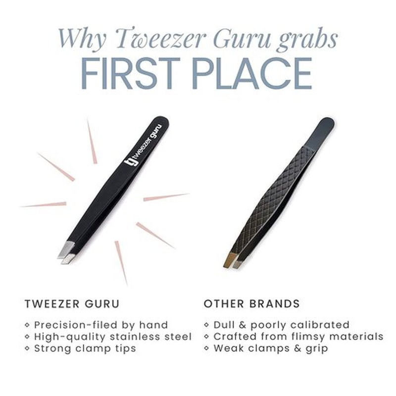 Tweezer Guru Tweezers for Women - Slant Pointed Precision Tweezers for Eyebrows & Ingrown Hair Removal - Blackhead and Splinter Tweezer with Sharp Needle Nose Point for Plucking (Pink)