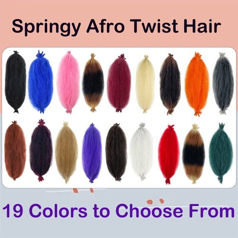 Marley Twist Braiding Hair 16 Inch Pre-Separated Springy Afro Twist Hair Extension 8 packs Afro Twist Crochet Hair Braids Spring Twist for Black Women(16 Inch, T1B/30#)