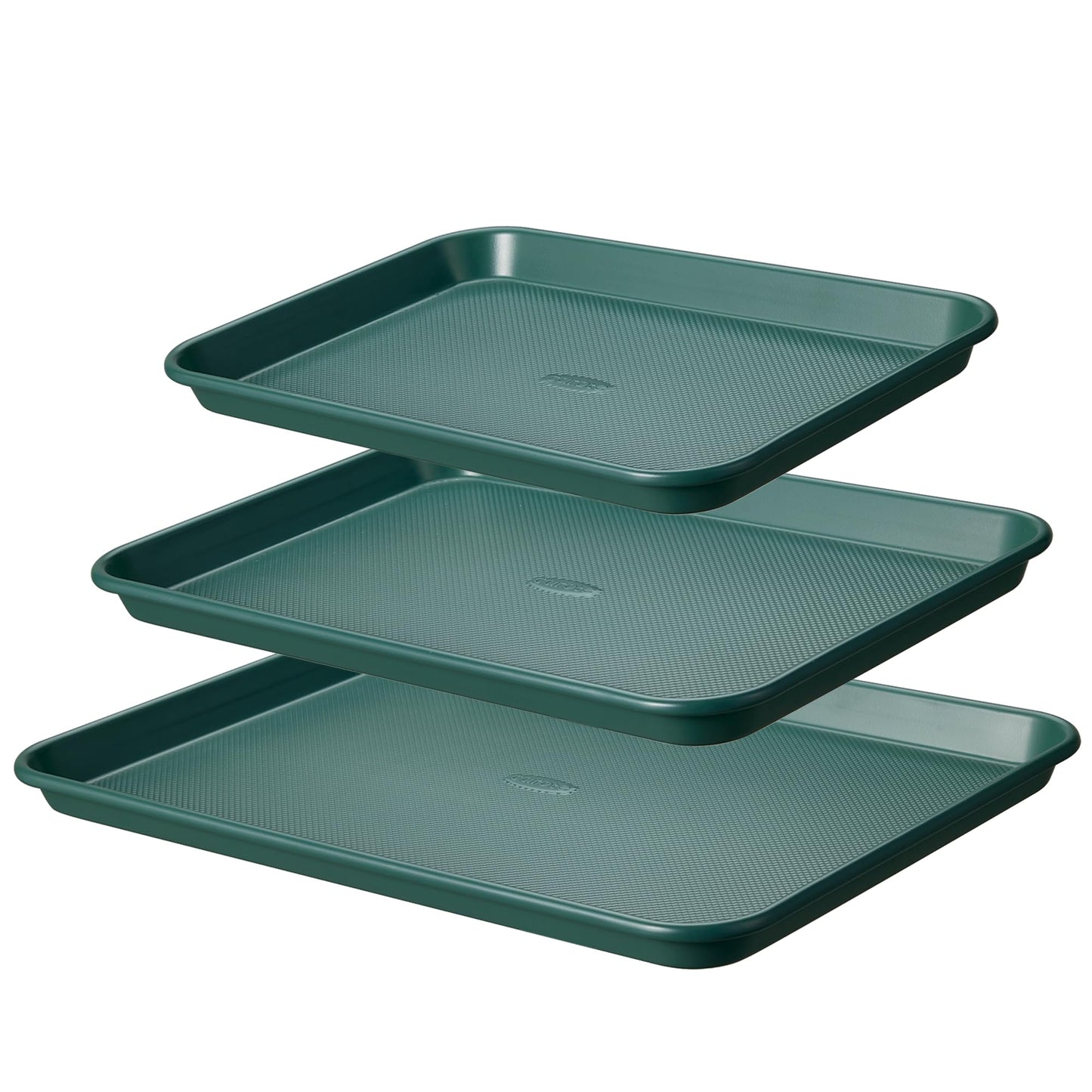 CAROTE 3-Piece Baking Sheet, Nonstick Cookie Sheets, Olive Green