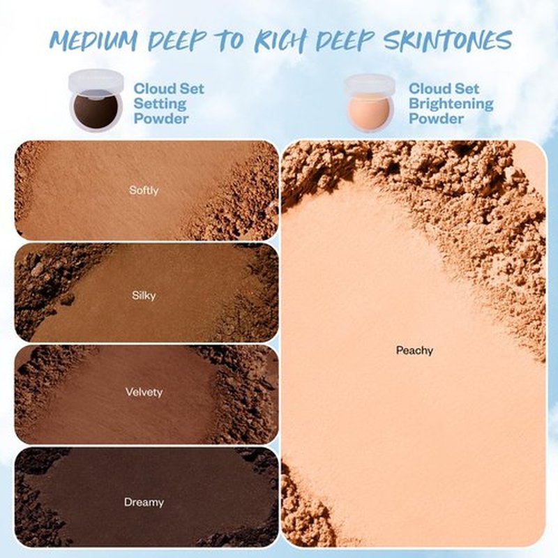 Kosas Cloud Set Face Brightening Powder - Pressed Brightening Powder, Smooths Shine Control, Coverage for Dark Undereye & Uneven Skin - Lightweight Setting Powder - Peachy (Sheer Brightening Peach)