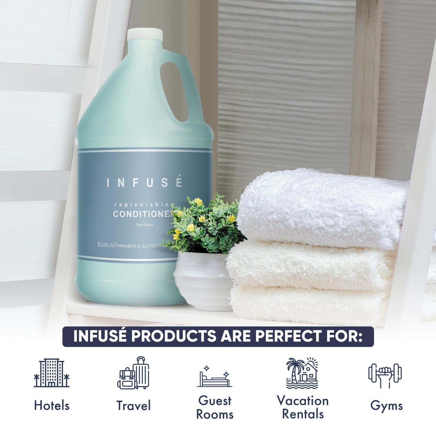 Terra Pure Infuse Hotel Conditioner | 1 Gallon | Designed to Refill Soap Dispensers (Set of 4)
