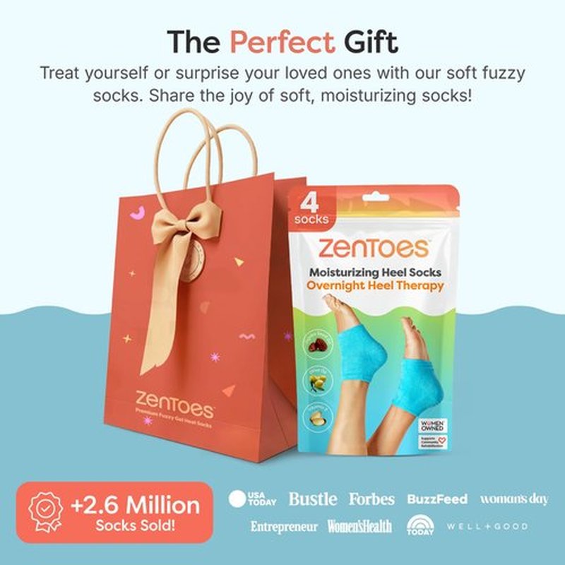 ZenToes Moisturizing Sleep Socks with Vitamin E, Olive Oil and Jojoba Seed Oil to Soften and Hydrate Dry Cracked Heels (Fuzzy Blue, 1 Pair Regular)