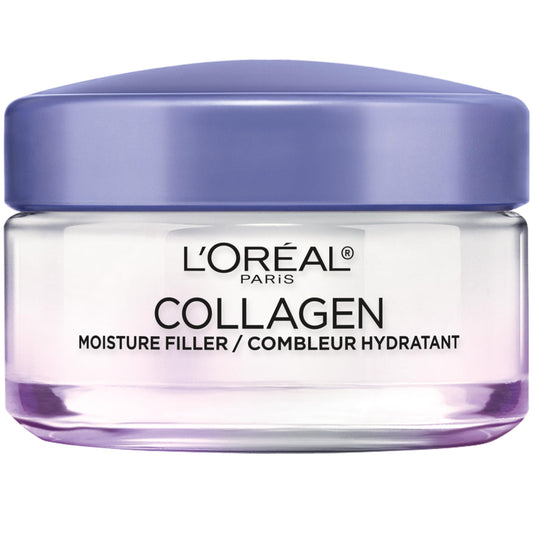 L'Oreal Paris Collagen Moisture Filler Face Cream, Anti-Aging Face Moisturizer, Non-Greasy Skin Care Formula For Up to 48HR Hydration, 3.4 Oz, (Pack of 2)