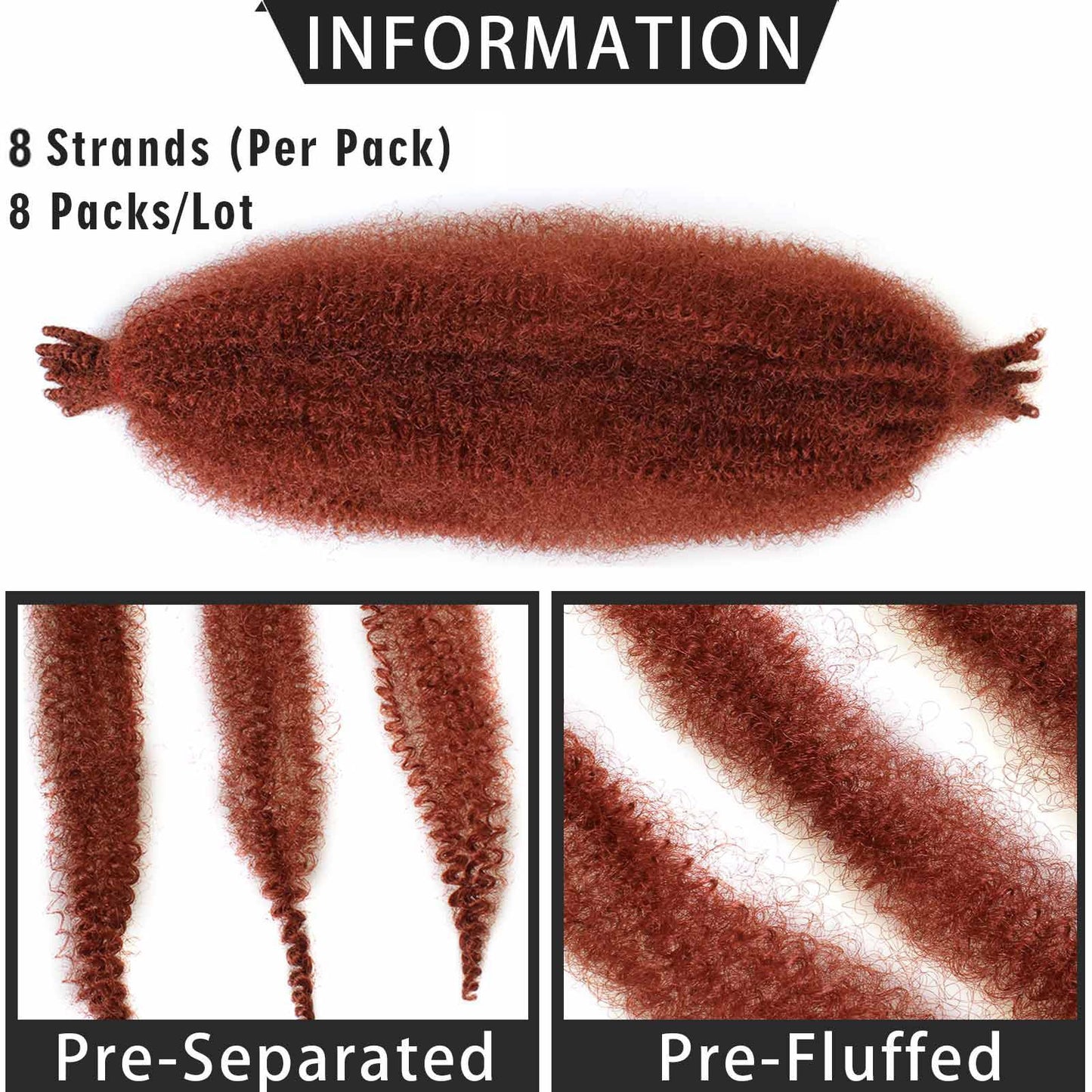 ZRQ 24 Inch Pre-Separated Springy Afro Twist Hair For Distressed Locs 8 Packs Marley Crochet Braiding Hair Blond Synthetic Hair Extension For Black Women 8 Strands/Pack (613#)
