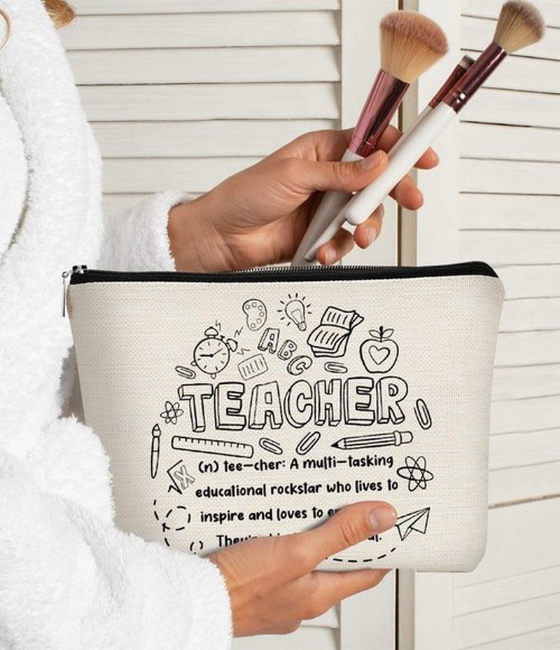BARPERY Teacher Gift,Teacher Appreciation Gift,Makeup Bag Teacher Survival Kit Bag Teacher Cosmetic Bag,Teacher Gifts for Women Small Make up bag Graduation Gifts Teacher Birthday Gifts