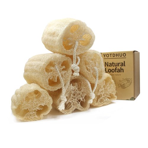 Natural loofah Sponges Exfoliating Body Scrubber(6" Family 6Pack),Real Luffa Unveil Your Skin's Natural Beauty