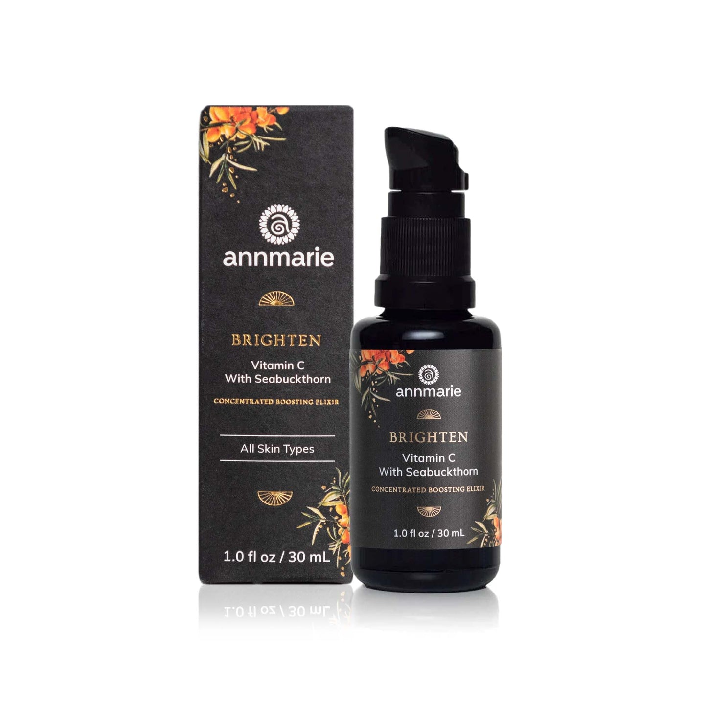 Brighten – Vitamin C Face Elixir with Seabuckthorn Berry – Concentrated Booster for Radiant, Even-Toned Skin, Plant- Based Formula – 30ml | Use with Serum or Facial Oil