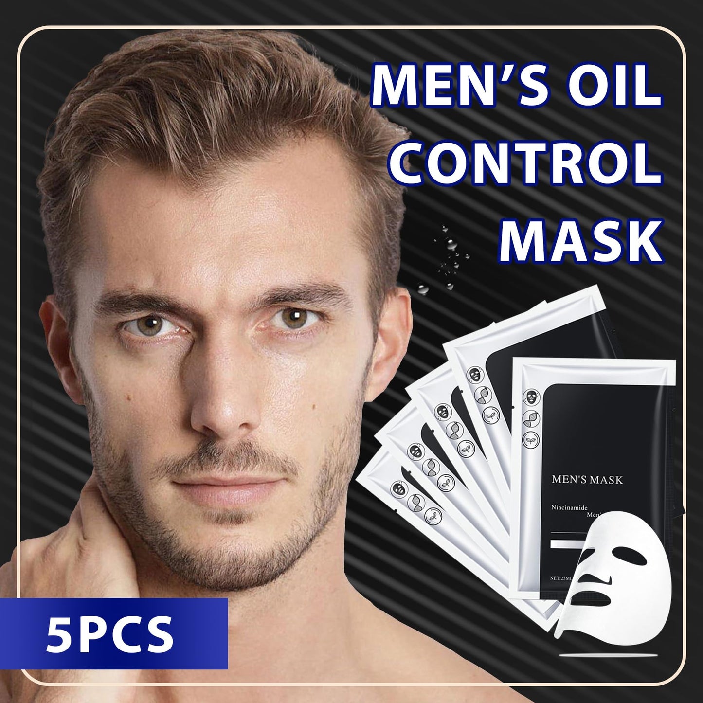 Fusang 5 Pcs Mens Facial Sheet Mask,Hydrating Face Masks Skincare Gift Set for Men,Moisturizing Soothing Facial Masks,Easy to Use & Nourishing Face Mask Skin Care Set D