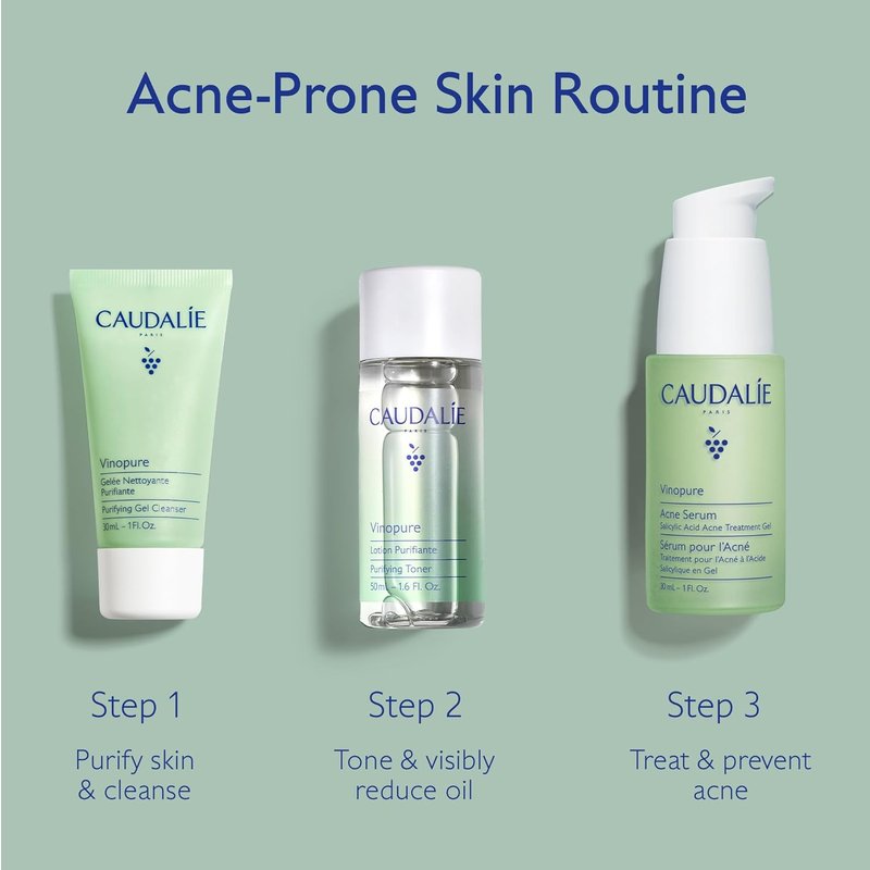 Caudalie Vinopure Acne Serum - Target Blemishes & Prevent Breakouts | 1.0 oz + 2 Travel Sizes