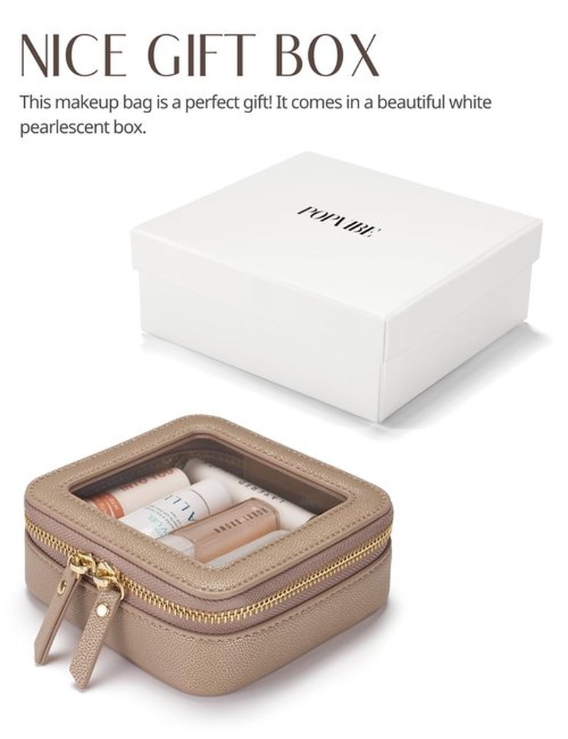 Popvibe Small Makeup Pouch Mini Clear Makeup Bag for Purse Travel Mini Bag for Women for Essentials Small Cute Cosmetic Case Traveling Small Toiletry Bag Portable Mini Pouch for Car Organizer Bag Gold