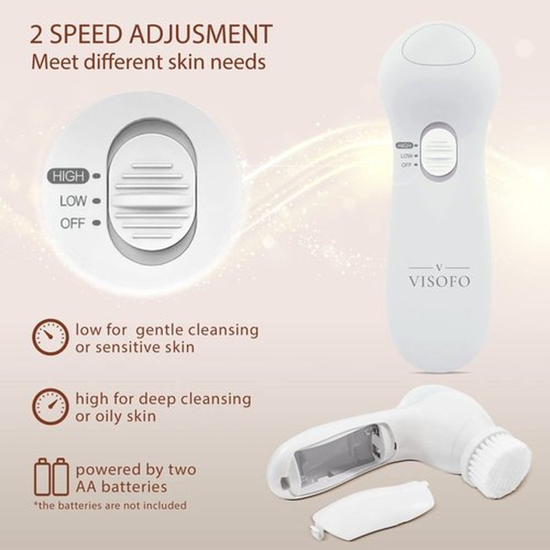 Face Scrubber | Facial Cleansing Brush Exfoliator Skin Care Beauty Products Powered Electric Wash Exfoliating Skincare Women Spin Cleanser Tools Cleaning Scrub Washer Self Care (Pearl)