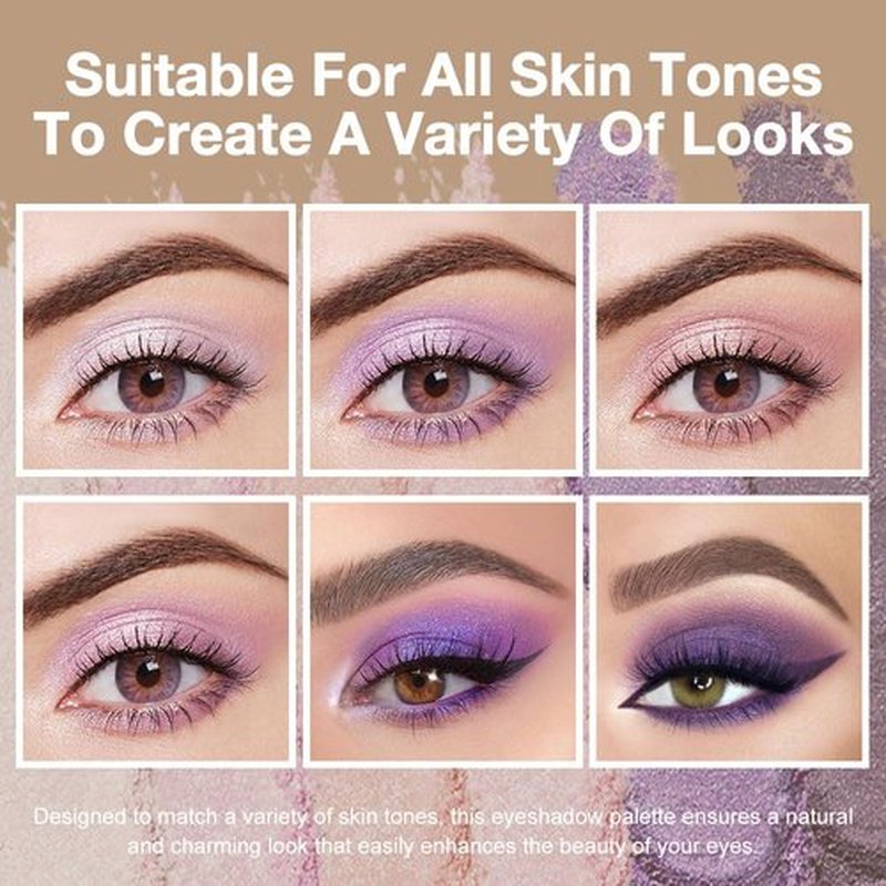 Kaely 6 Color Mini Purple Eyeshadow Palette Makeup, Highly Pigmented Eye Shadow Palette Waterproof, Natural Glitter Shimmer Eye Shadow Palette, paleta de sombras de ojos, Vegan & Cruelty-free, 09