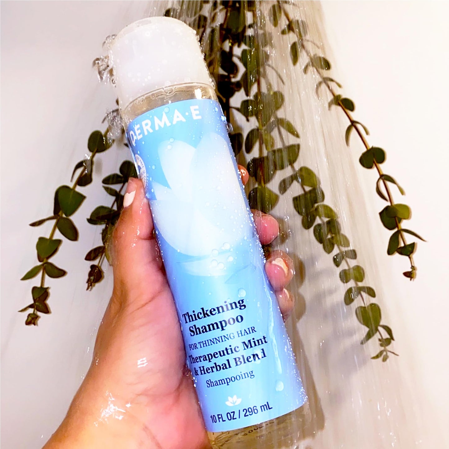 Derma E Thickening Shampoo for Thinning Hair – Sulfate Free Therapeutic Mint and Herbal Volumizing, 10 oz